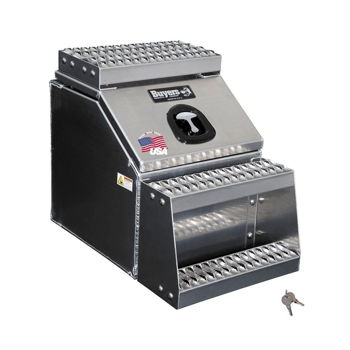 Buyers Products 28-in x 24-in x 18-in Smooth Aluminum Step Box Truck Tool Box 1705281