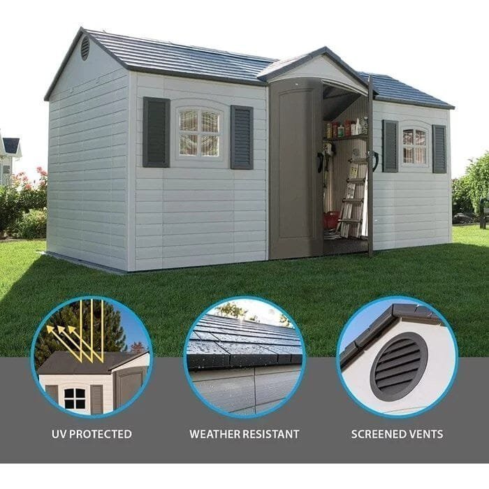 Side Entry 15 ft. W x 8 ft. D Plastic Storage Shed