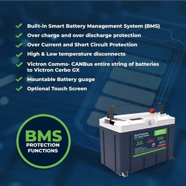 12V 120AH Group 27 LiFePO4 Battery Cranking &amp; Deep Cycle Lithium Battery (Dual Purpose)