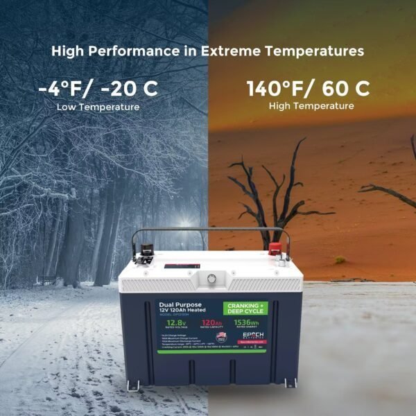 12V 120AH Group 27 LiFePO4 Battery Cranking &amp; Deep Cycle Lithium Battery (Dual Purpose)