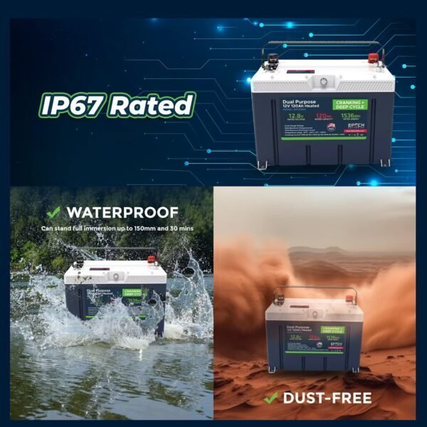 12V 120AH Group 27 LiFePO4 Battery Cranking &amp; Deep Cycle Lithium Battery (Dual Purpose)