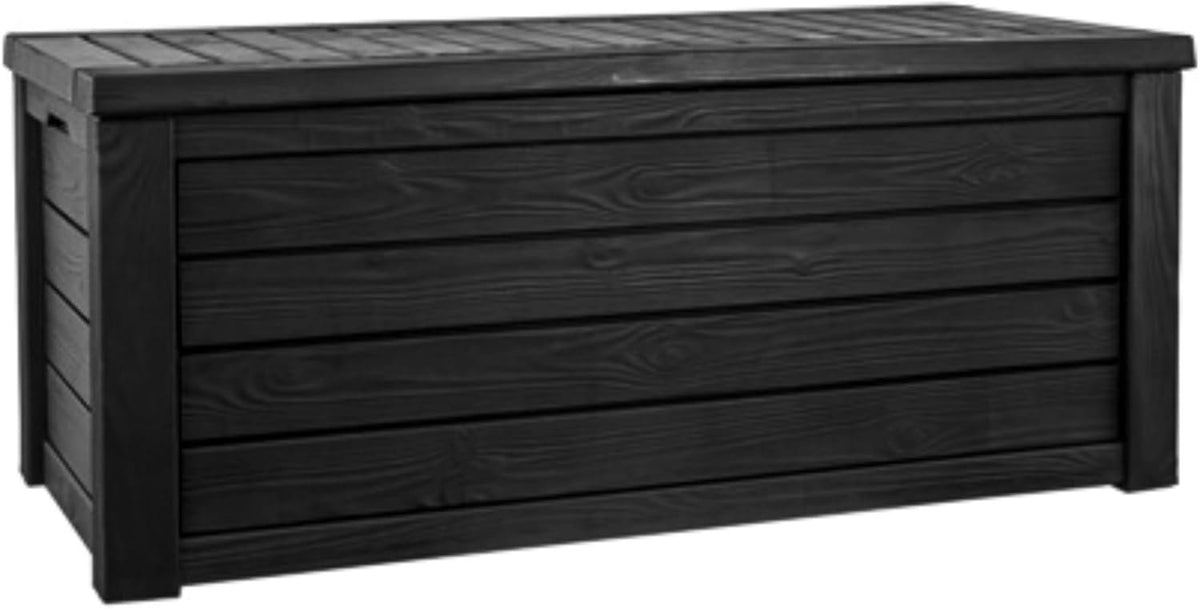 Keter Westwood 150-Gallon Resin Outdoor Storage Box | Weather-Resistant Deck Bin for Patio Cushions, Garden Tools &amp; Pool Accessories – Dark Grey