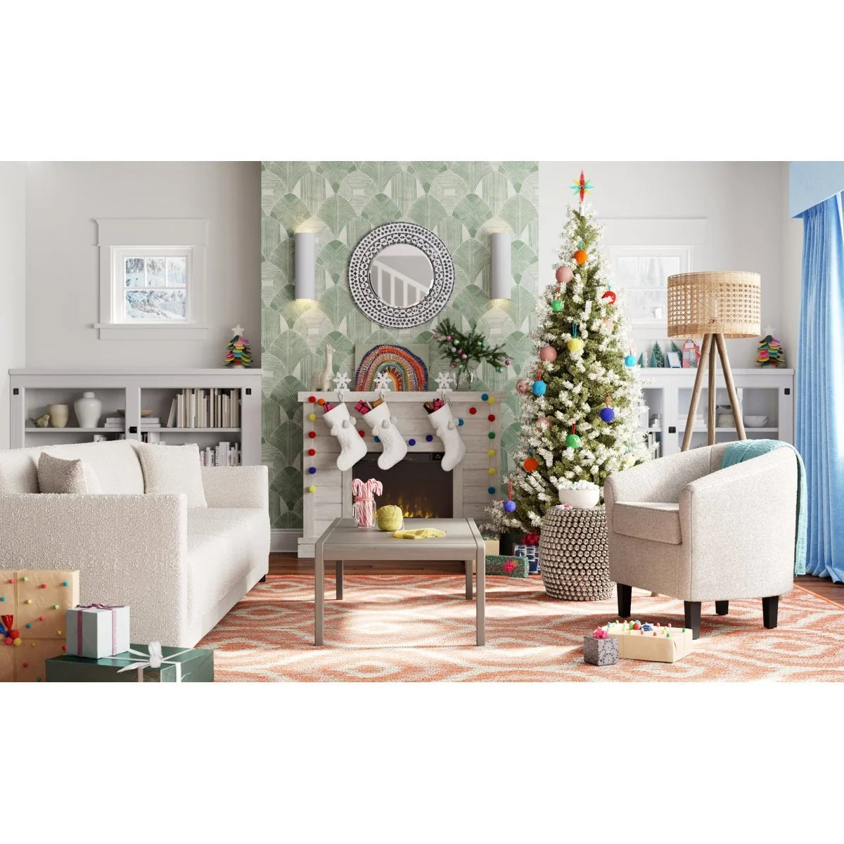 Alaya Wall Mounted Electric Fireplace Sand &amp; Stable Finish