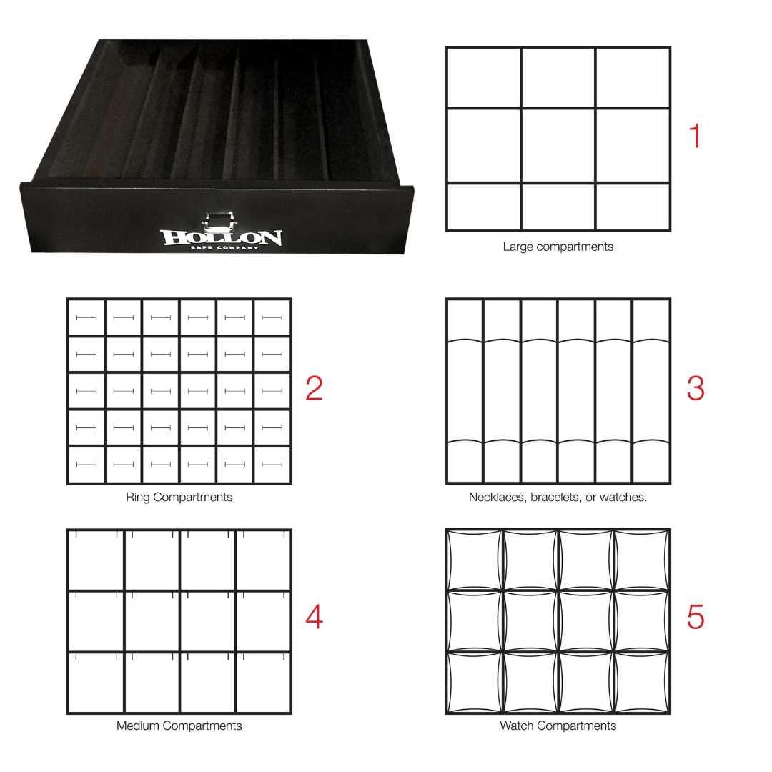 Hollon 685E-JD Fire &amp; Burglary Jewelry Safe jewelry drawers