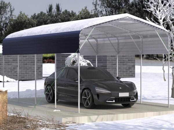 11x19FT Heavy Duty Metal Carport | Galvanized Outdoor Shelter for Cars, Boats &amp; Parties