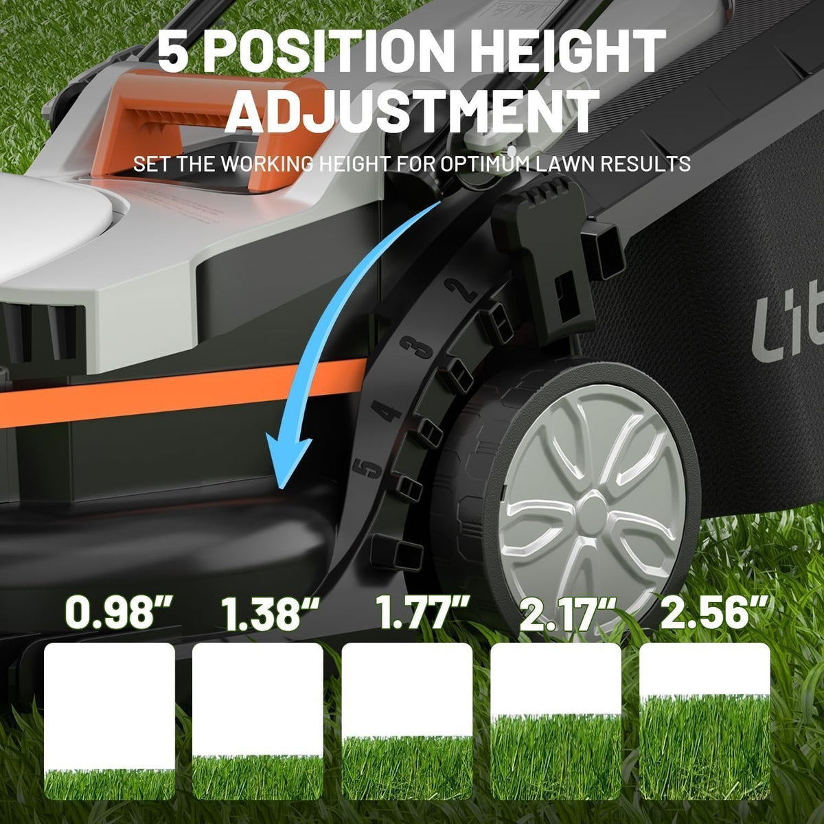 Litheli 13″ 20V Cordless Lawn Mower with 4.0Ah Battery
