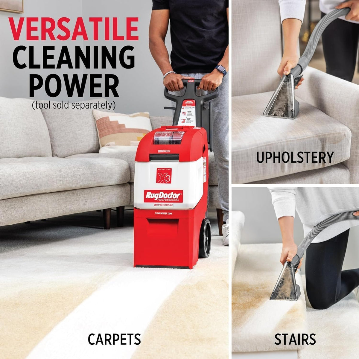 Rug Doctor X3 Commercial Carpet Cleaner Pet Pro Pack with Stain & Odor Removers