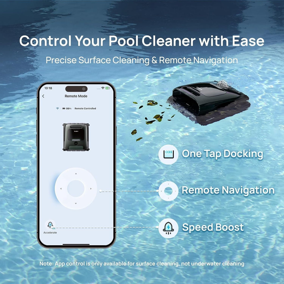 Beatbot AquaSense 2 Pro Robotic Pool Cleaner – 5-in-1 Cordless Skimmer &amp; Clarifier, App-Controlled, Smart Parking, Up to 3,875 Sq. Ft. – Obsidian