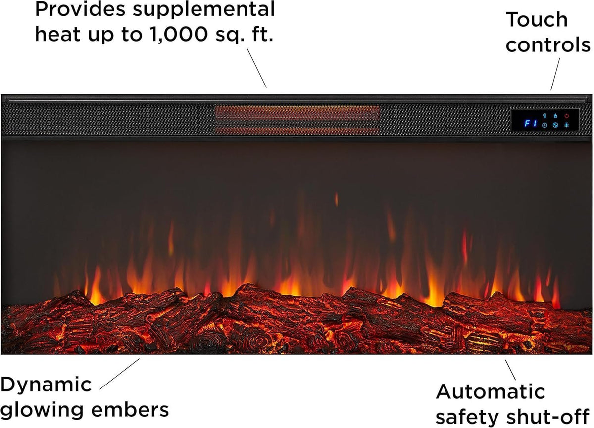 Real Flame Malie 68″ Electric Fireplace with Mantel &amp; Remote Control
