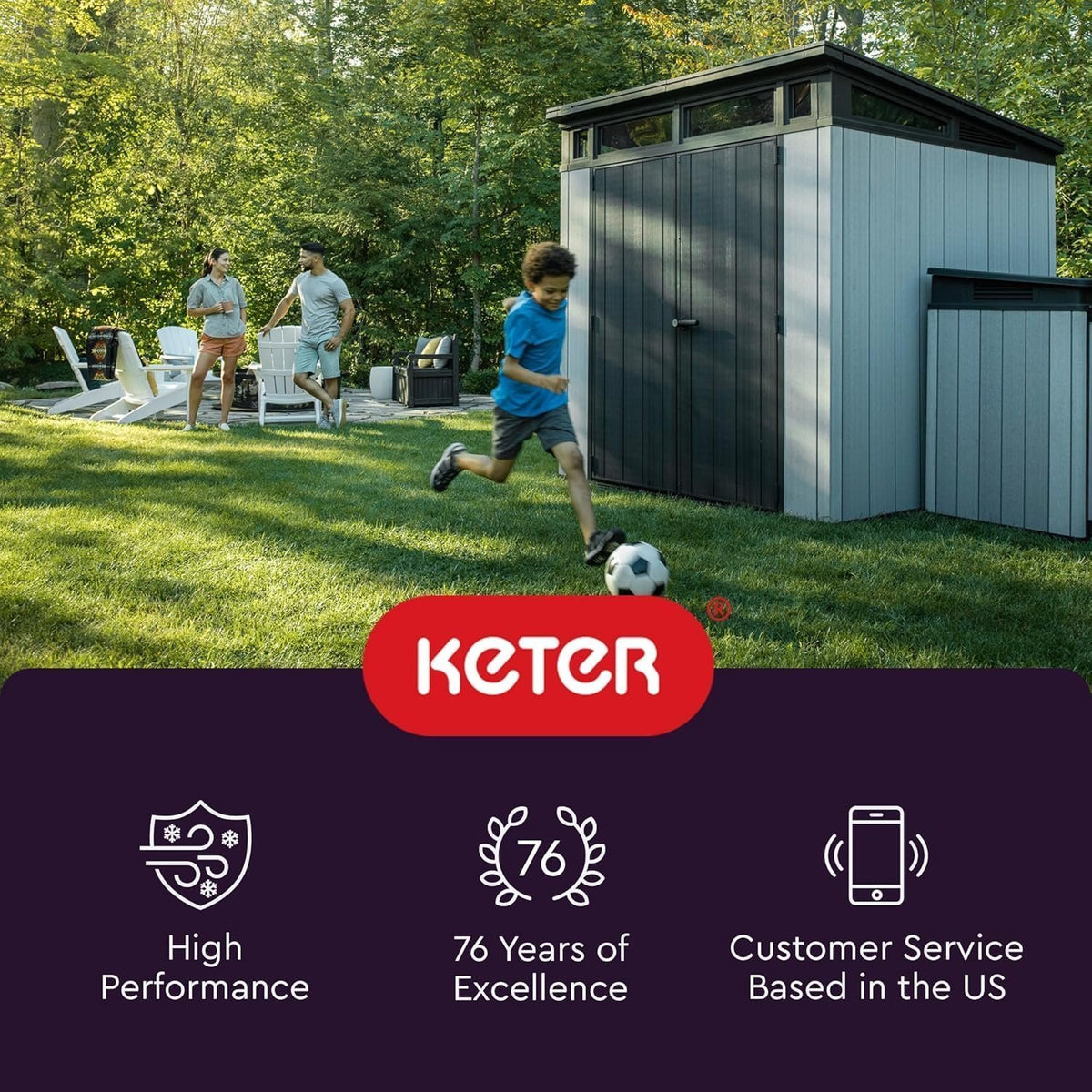 Keter Manor 4×6 Resin Outdoor Storage Shed Kit-Perfect to Store Patio Furniture, Garden Tools Bike Accessories, Beach Chairs and Lawn Mower, Grey &amp; White