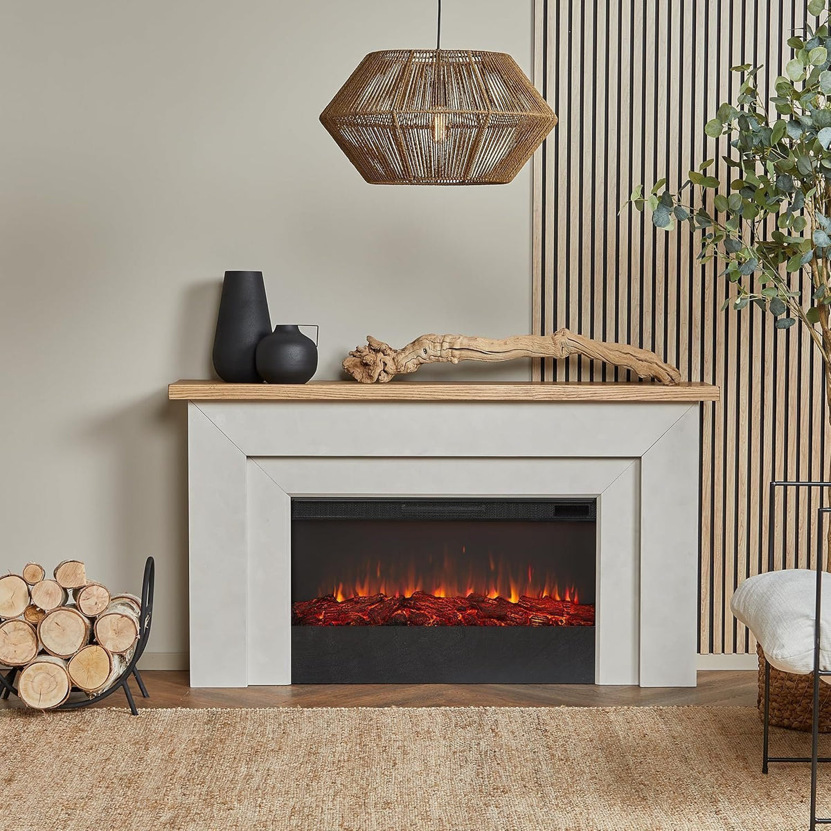 Real Flame Malie 68″ Electric Fireplace with Mantel &amp; Remote Control