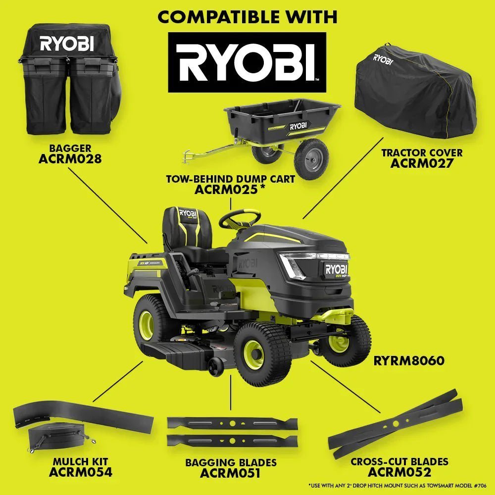 Brushless 80V Hp 46-Inch Cordless Lawn Tractor Battery Powered