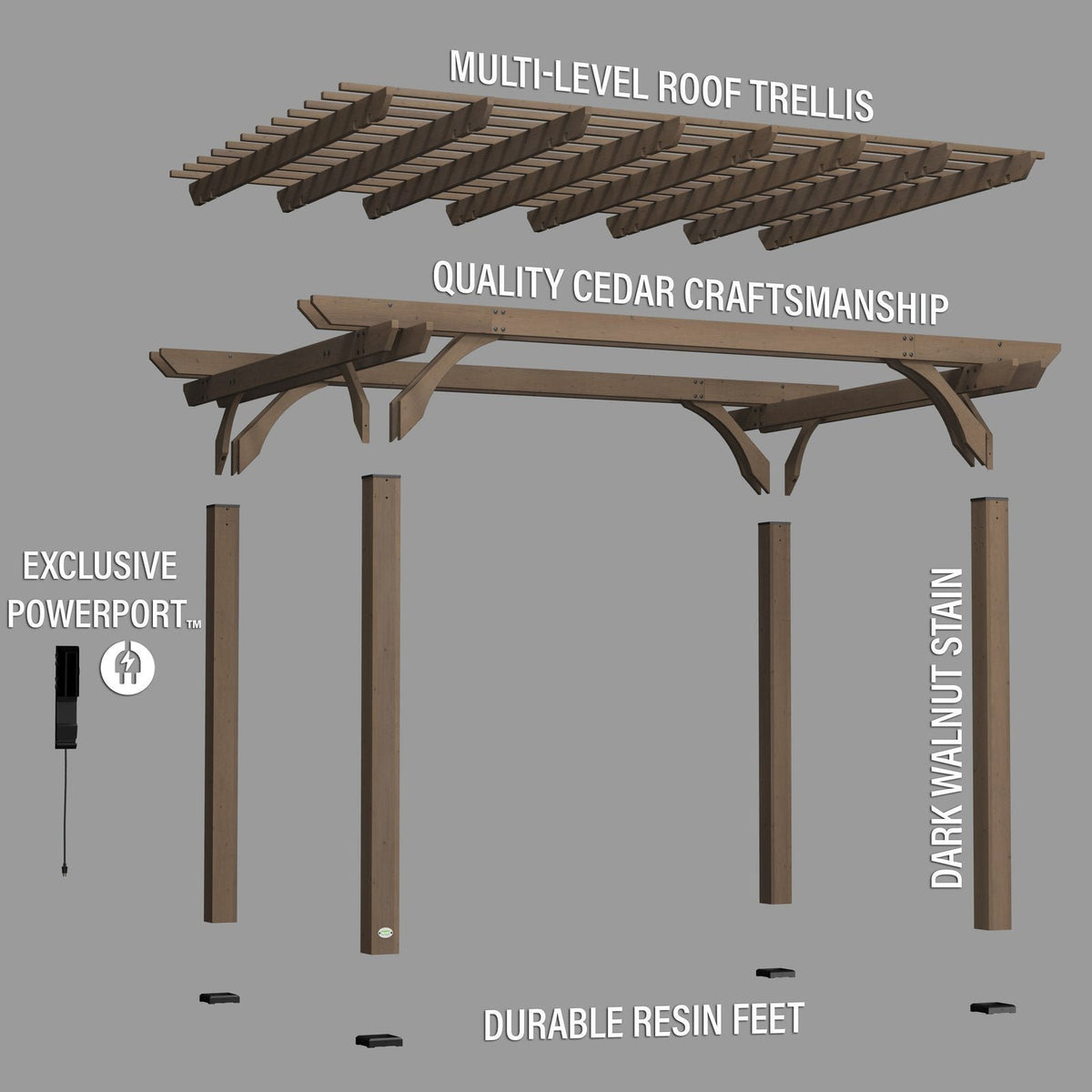 14×10 Somerville Pergola in Barnwood Stain