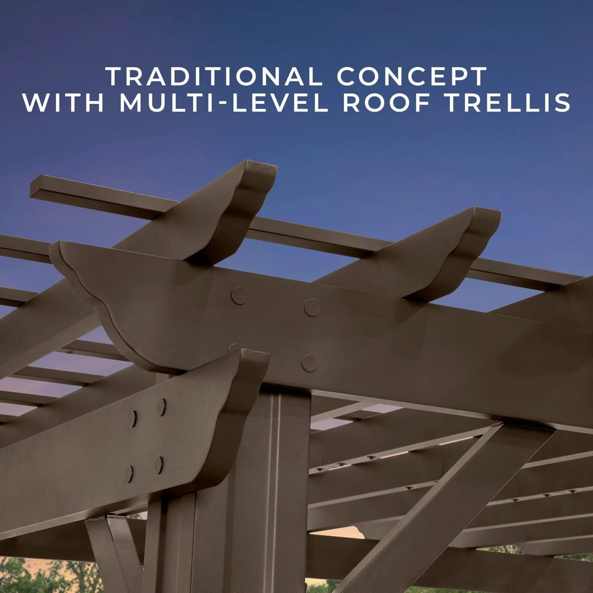 14×10 Ashford Traditional Steel Pergola With Sail Shade Soft Canopy