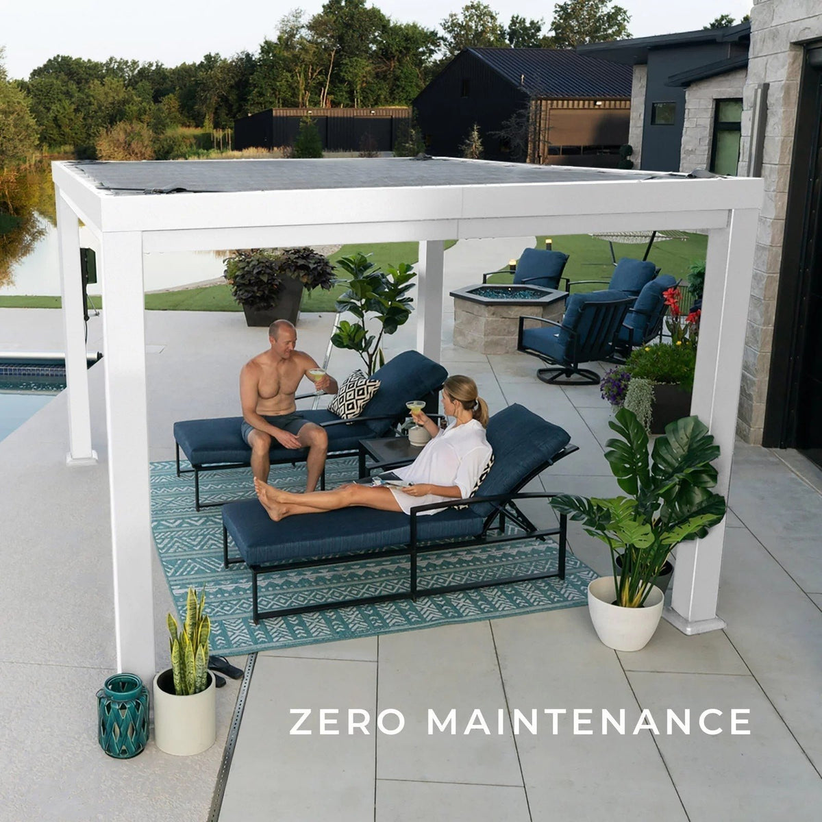 12×10 Windham Modern Steel Pergola With Sail Shade Soft Canopy