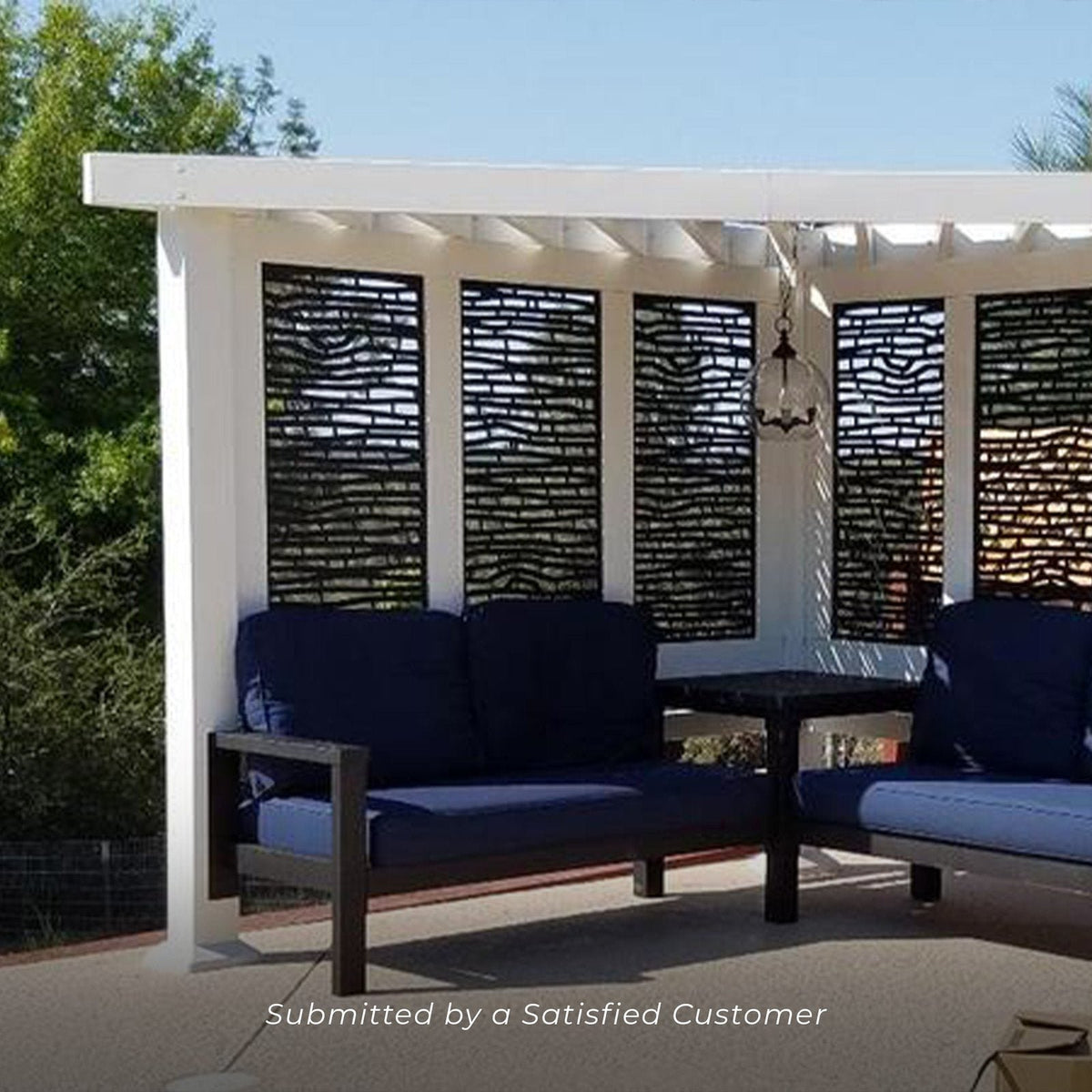 Ridgedale Modern Steel Cabana Pergola with Conversational Seating