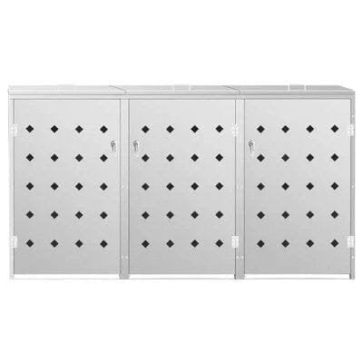 vidaXL Triple Wheelie Bin Shed 63.4 gal Stainless