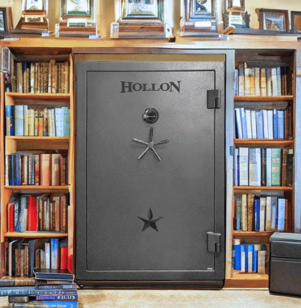 Hollon RG-39C Republic Gun Safe built into a wooden bookshelf