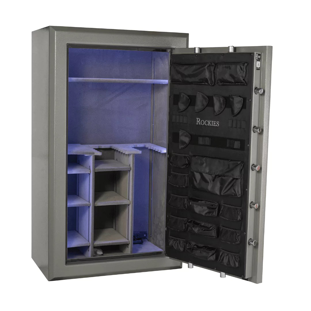 Hayman RK-7242E Rockies Gun Safe with the door opened