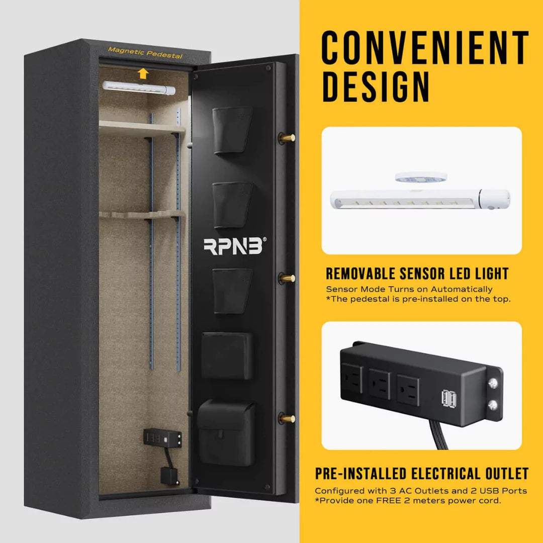 RPNB RPFS10-B 10 Gun Fireproof Biometric Gun Safe Black