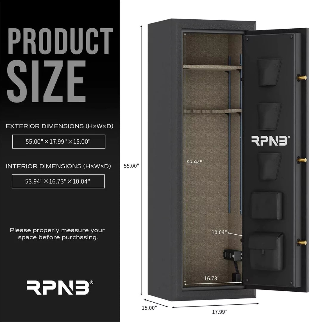 RPNB RPFS10-B 10 Gun Fireproof Biometric Gun Safe Black