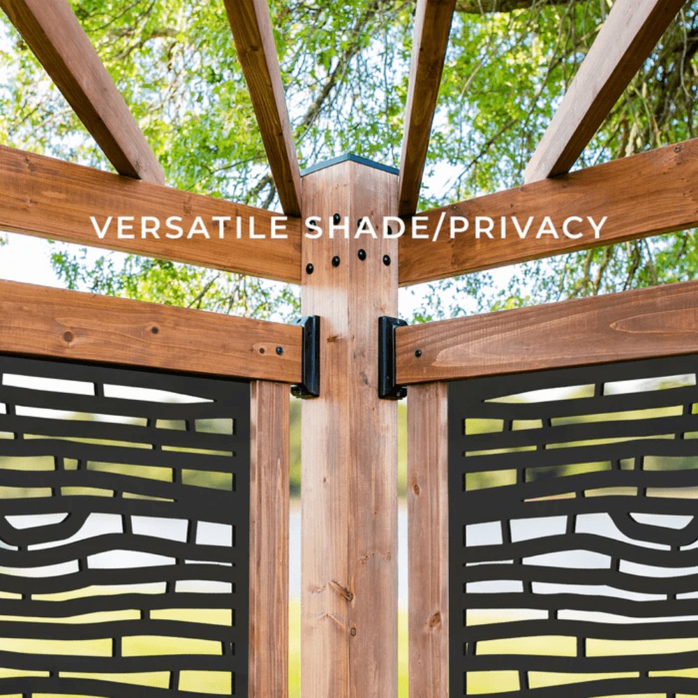 Backyard Discovery Verona 13' x 10' Cedar Wood Cabana Pergola Patio Shade Structure with Composite Bamboo Privacy Panels