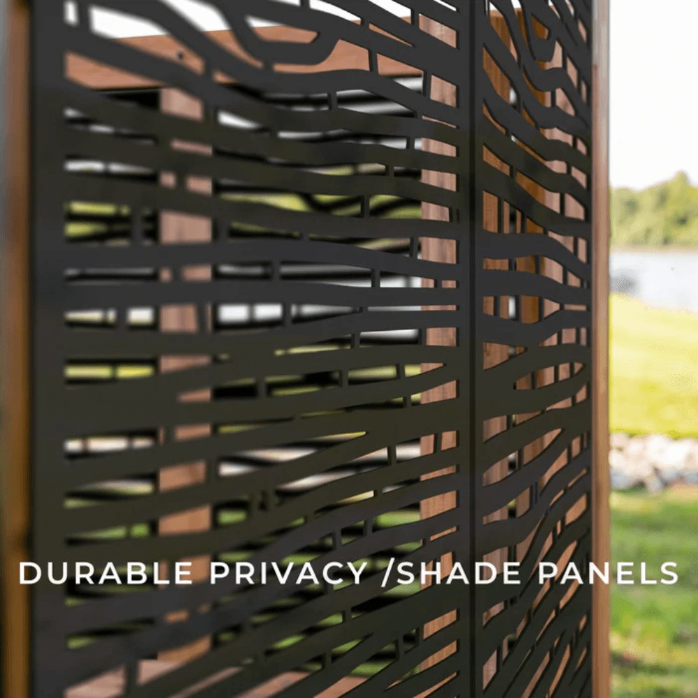 Backyard Discovery Verona 13' x 10' Cedar Wood Cabana Pergola Patio Shade Structure with Composite Bamboo Privacy Panels