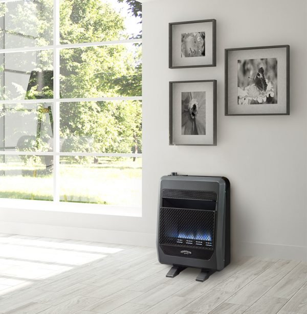 Bluegrass Living 20,000 BTU Natural Gas Ventless Blue Flame Space Heater with Blower and Base Feet B20TNB-BB