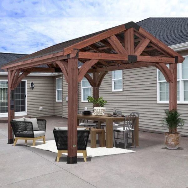 Backyard Discovery Arlington 12' x 12' Cedar Wood Outdoor Patio Gazebo