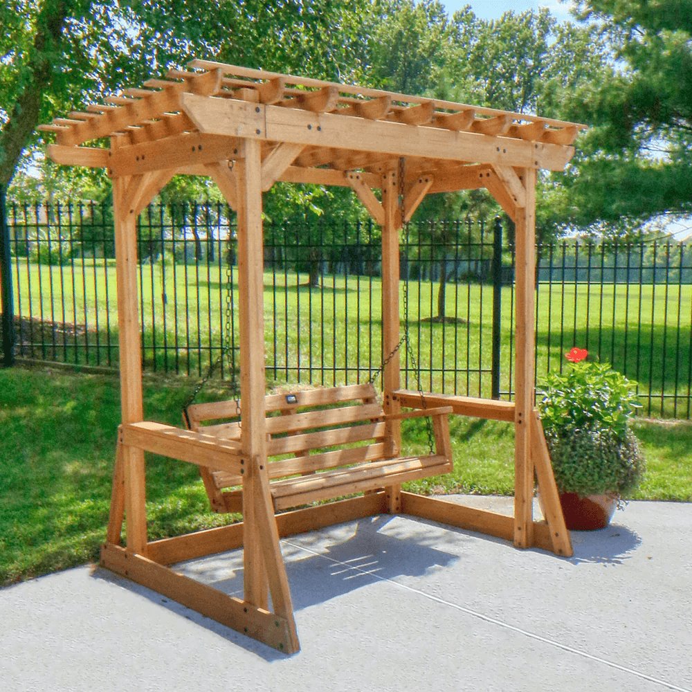 Backyard Discovery Callahan Cedar Wood Outdoor 2-Person Pergola Swing Bench