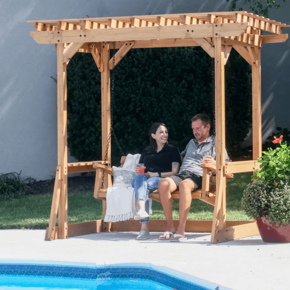 Backyard Discovery Callahan Cedar Wood Outdoor 2-Person Pergola Swing Bench