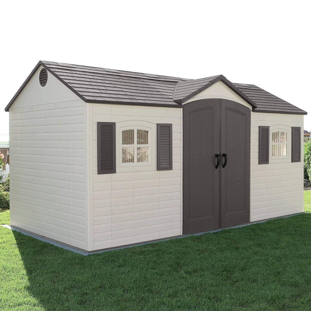 Lifetime 15 ft. x 8 ft. Outdoor Garden Storage Shed with Double Doors &amp; Skylights