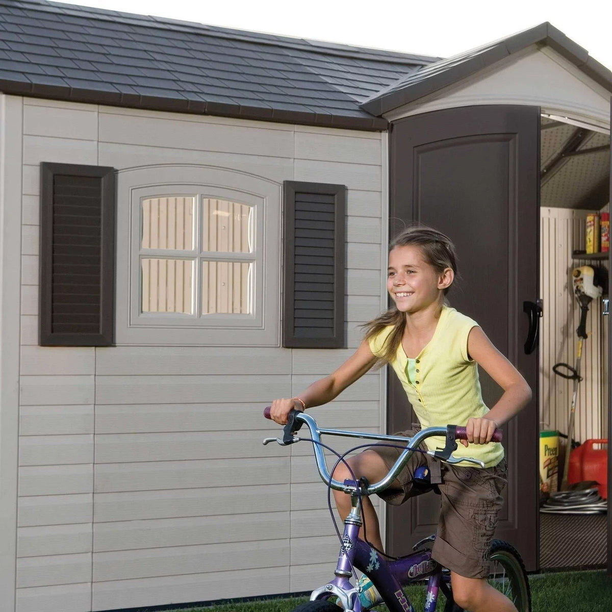 Lifetime 15 ft. x 8 ft. Outdoor Garden Storage Shed with Double Doors &amp; Skylights