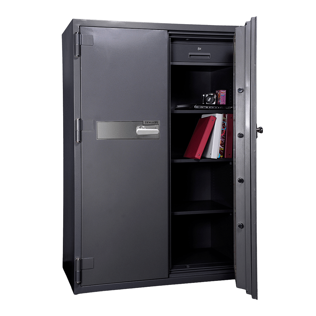 Hollon HS-1750E 2-Hour Fireproof Office Safe with one door opened